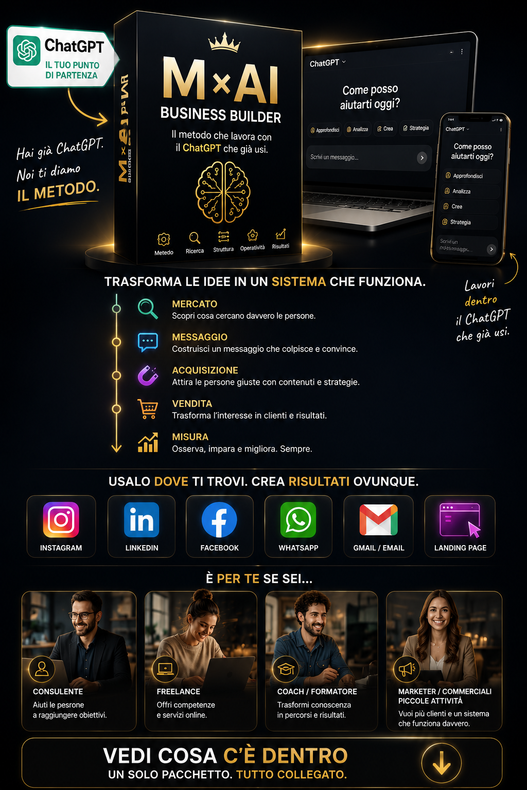 Tavola M×AI Business Builder: da ChatGPT al sistema per acquisire clienti, e per chi è pensato.