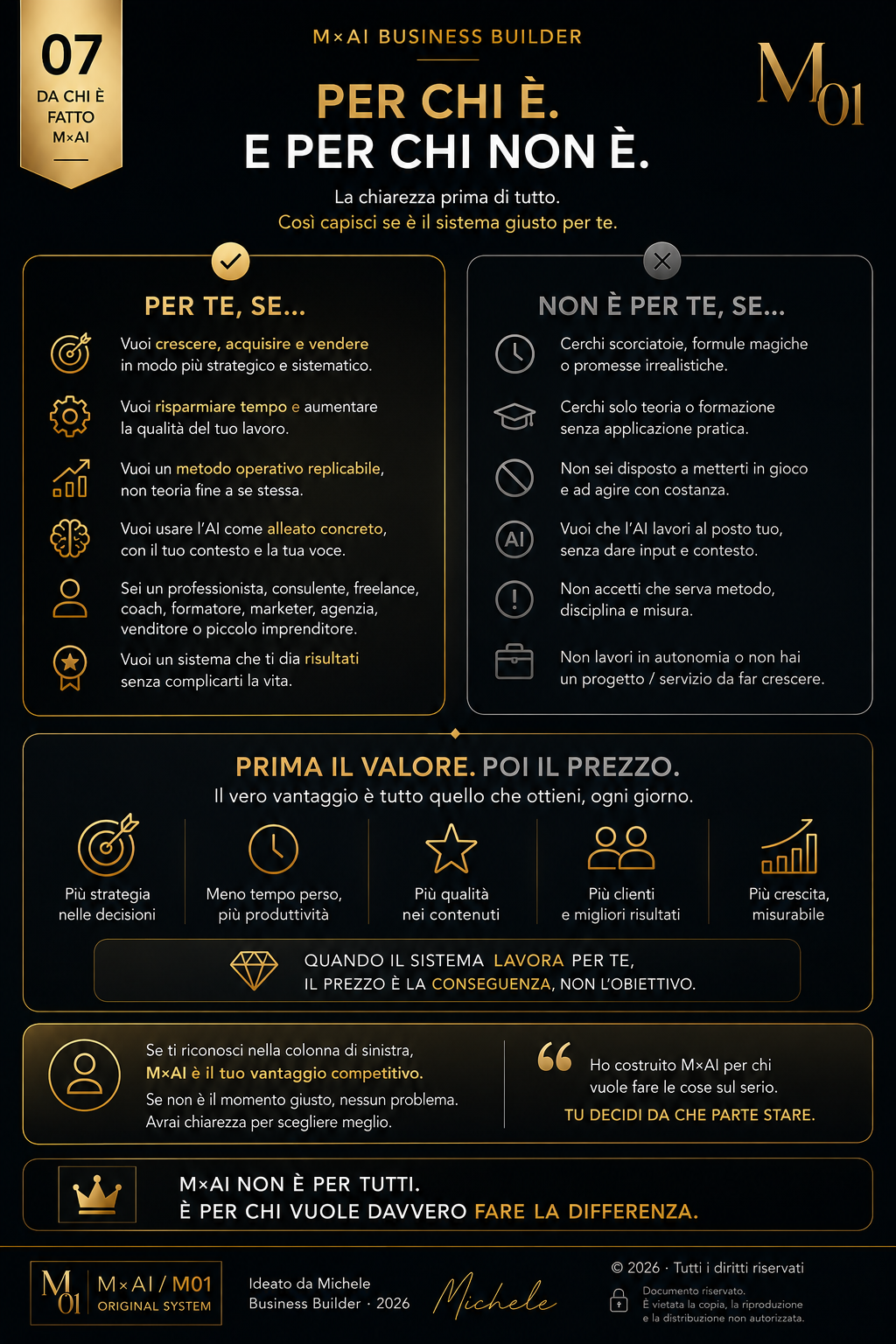 Tavola M×AI: per chi è pensato il sistema e per chi non lo è.